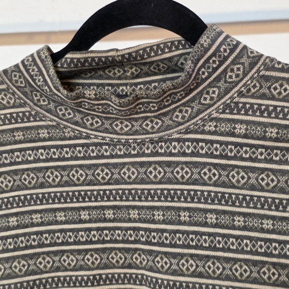 L.L. Bean Vintage Fair Isle Mock Neck Cotton Knit Top Grey Womens XL Gorpcore - Picture 6 of 9